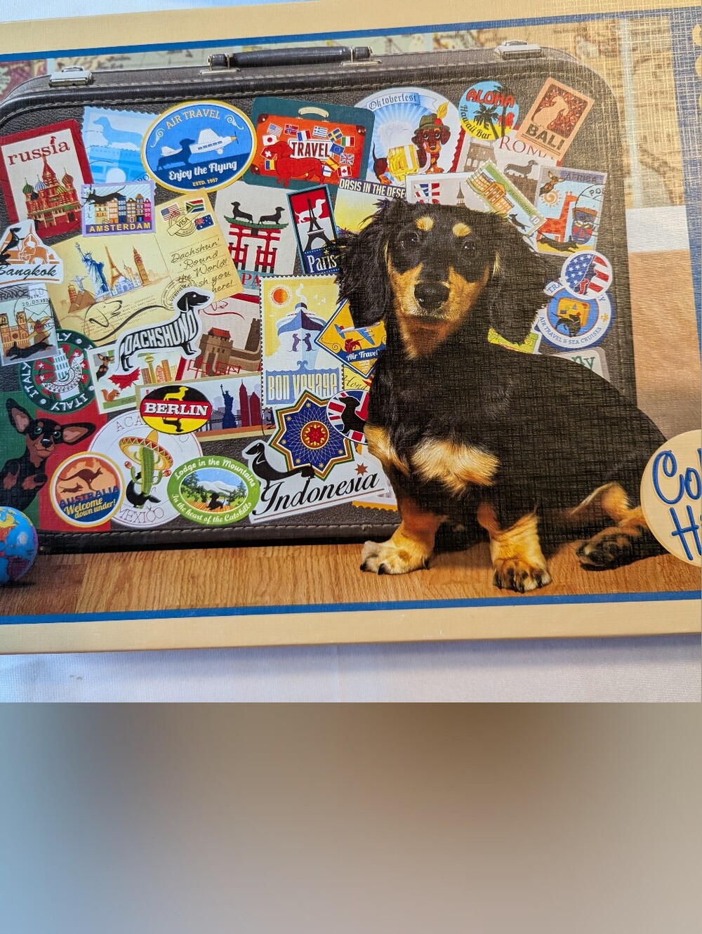 Dachshund 'Round The World 500 Piece Jigsaw Puzzle By Cobble Hill Like New
